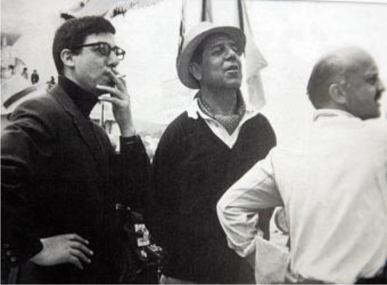 Rafael Azcona, Luis García Berlanga y Ricardo Muñoz Suay en el rodaje de 'El verdugo'