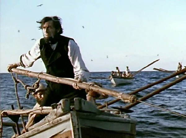 La obsesión de Ahab, su odio infinito contra la ballena blanca, es el eje central de la novela, y el hilo argumental que sigue Huston, quien ignora todos los asuntos sobre cetología que a lo largo de la novela se intercalan moby-dick-14