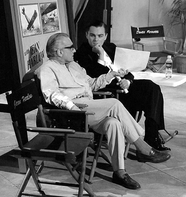 Scorsese y DiCaprio durante el rodaje de "El aviador" el-aviador-scorsese
